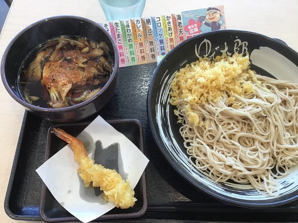 「肉舞茸そば500円(クーポンで海老天150円が無料)」@ゆで太郎 静岡丸子店の写真