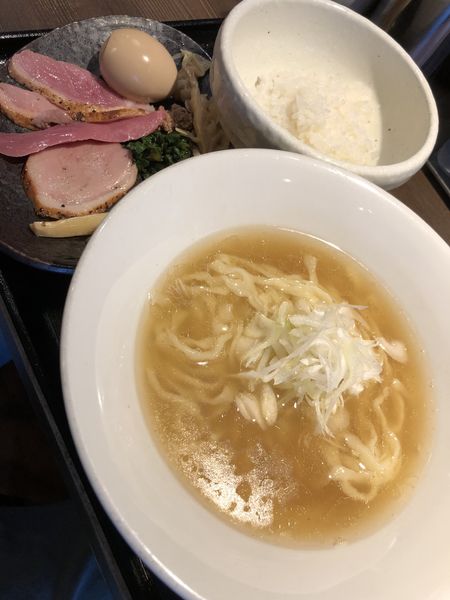 「特製鴨出汁塩そば＋小ライス」@鴨出汁中華蕎麦 麺屋yoshikiの写真