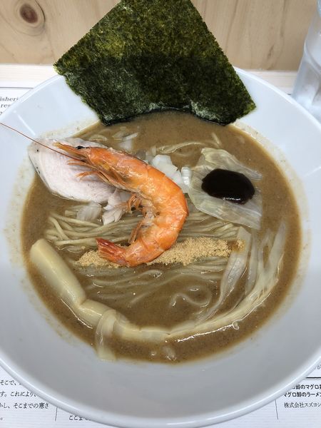 「濃厚海老ソバ990円」@マグロ卸のマグロ丼とラーメンの店 ウミノイロの写真