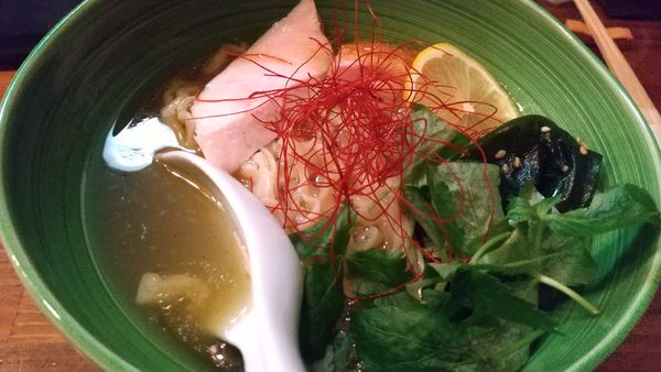 「新茶のラーメン（限定、1200円）」@らーめん かねかつの写真