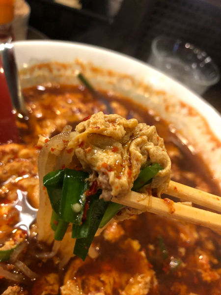 「元祖辛麺 大辛(5辛) 韓国麺 ニンニク」@辛麺屋 桝元 前橋下小出店の写真