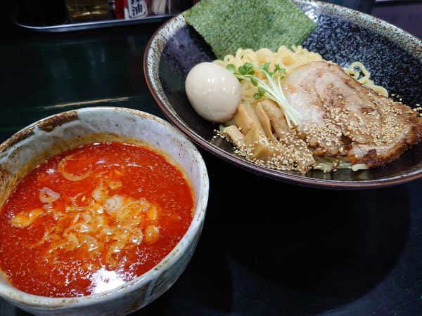 「辛味噌つけめん+味玉(1000円)」@麺屋ひじりの写真