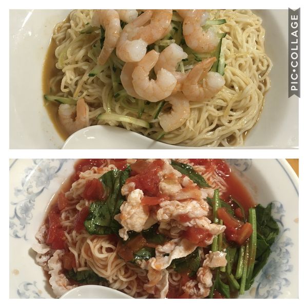 「【限定】黄金雲丹冷やし麺+冷やしトマト麺」@中国ラーメン 揚州商人 横浜スタジアム前店の写真