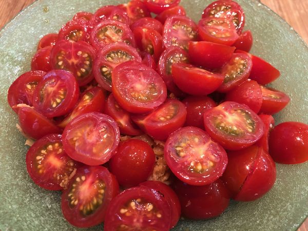 「[限定] 完熟とまと鬼盛り 海老とまと冷やし中華」@鮮魚らーめん 五ノ神水産の写真