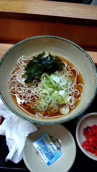 「そば（冷やし）   （カレーとのセットで５５０円）」@新八の写真