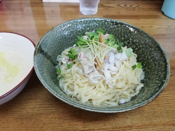 「生姜和え麺with鶏ポタちょいカレー汁〜モロコシご飯割付」@㐂九家の写真