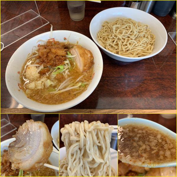 「小ラーメン¥750+つけ麺¥150（ニンニク増し・アブラ）」@ラーメン二郎 めじろ台店の写真