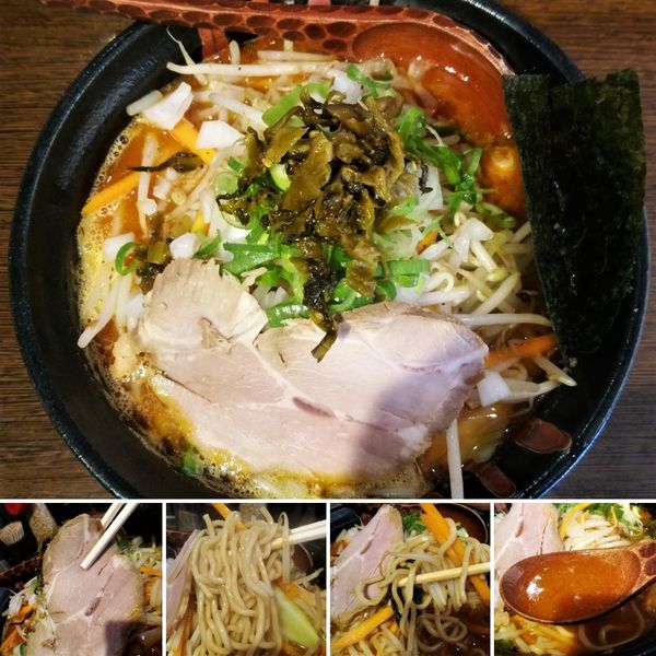 「むさ流豚骨らぁめん辛醤油　880円」@麺処 むささんじんの写真