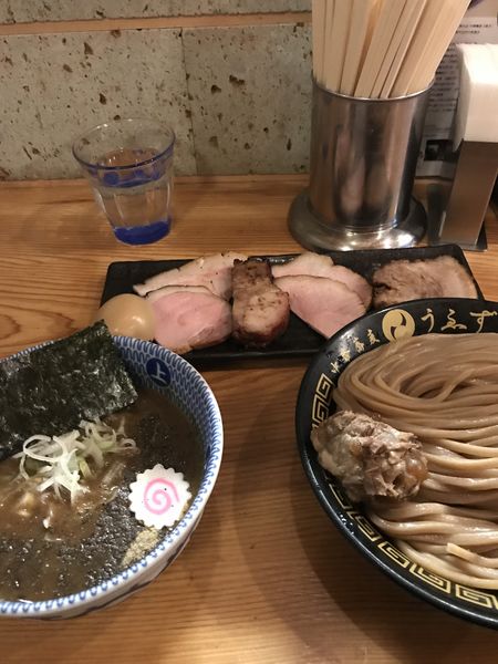 「つけ麺(小)&白州ハイボール、岩出甲州」@中華蕎麦うゑずの写真