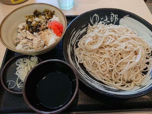 「朝食焼鯖ごはんセット (冷そば・大盛)380円」@ゆで太郎 新座野火止店の写真