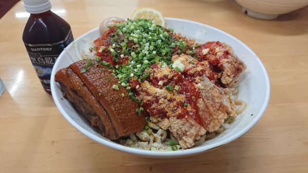 「汁なし漢気ﾄﾏﾄｿｰｽ1150円+他」@ラーメン富次郎 見和店の写真