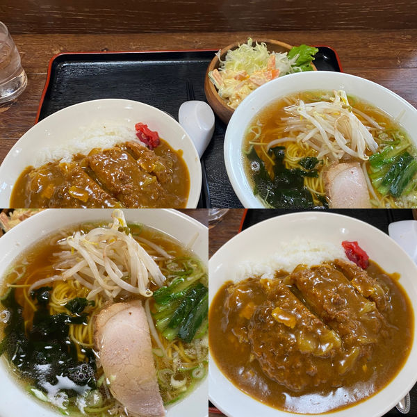 「ランチ（ラーメン➕カツカレー）」@三好屋の写真