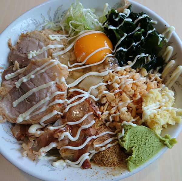 「冷やしたぬき(限定)＋豚一枚」@蒙麺 火の豚の写真