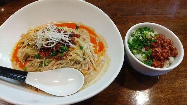 「(限定)冷やし豆乳担担麺+追い飯」@麺.SUZUKiの写真