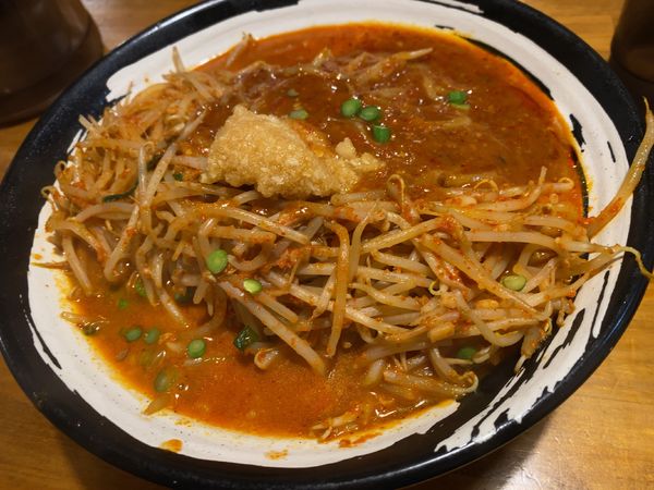 「どて辛めん（大盛り）＋野菜増し」@どてちん 習志野店の写真
