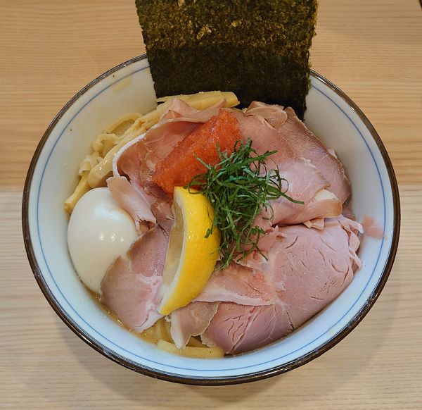 「特製カルピスバターのめんたいクリームまぜそば(1230円)」@中華そば 四つ葉 東松山臨時店舗の写真