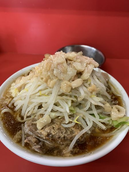「小ラーメン　ニンニク少な目　野菜　油」@ラーメン二郎 茨城守谷店の写真