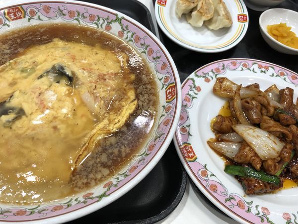 「天津麺&ホルモン定食」@餃子の王将 武蔵溝ノ口駅前店の写真