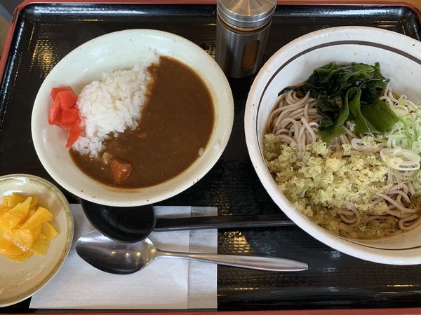 「冷したぬきそば300+ミニカレー丼250＝550円」@山田うどん 北中店の写真