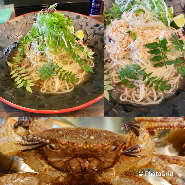 「6/16限定 冷やしカニ和えそば¥1400」@稲荷屋の写真