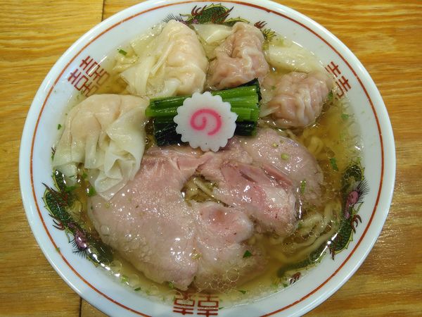 「山椒ラーメン（クーポン無料）＋海老ワンタン＋肉ワンタン」@キング製麺の写真