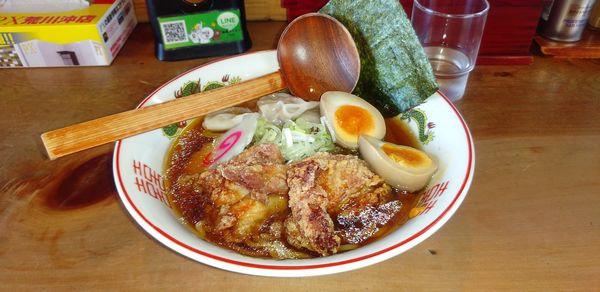 「味玉唐揚げラーメン1000円」@麺屋 みちすけの写真