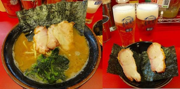 「ラーメン700円中盛150円豚とろ50円ビール2杯」@柏 王道家の写真
