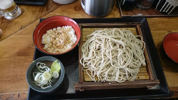「名物あじご飯セット（550円）＋大盛り（120円）」@蕎麦 冷麦 嵯峨谷 池袋店の写真