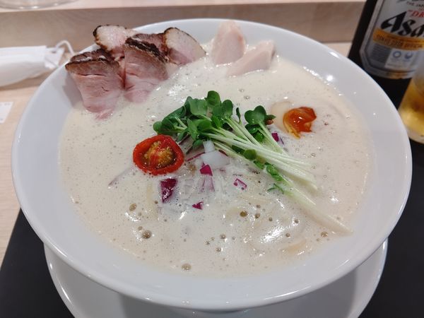 「鶏白湯泡ramen～醤油～(並盛・140g)800円」@鶏白湯泡ramenたまきの写真