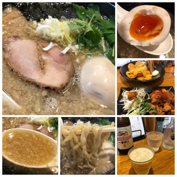 「【限定】手揉み麺の背脂中華そば 800円 その他いろいろ」@麺屋 鶏口の写真