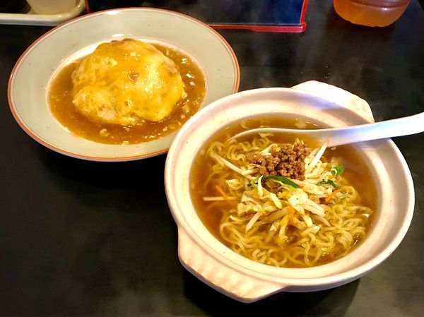 「天津飯・ラーメンセット」@野菜ラーメン 喜楽亭の写真