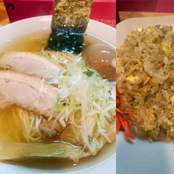 「らーめん味玉　チャーハン」@中華そば うめ川の写真