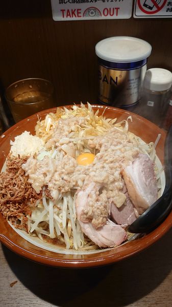 「麺マシ大汁なし  白髪ネギ  ニンニクマシ  油マシ」@豚山 大森店の写真