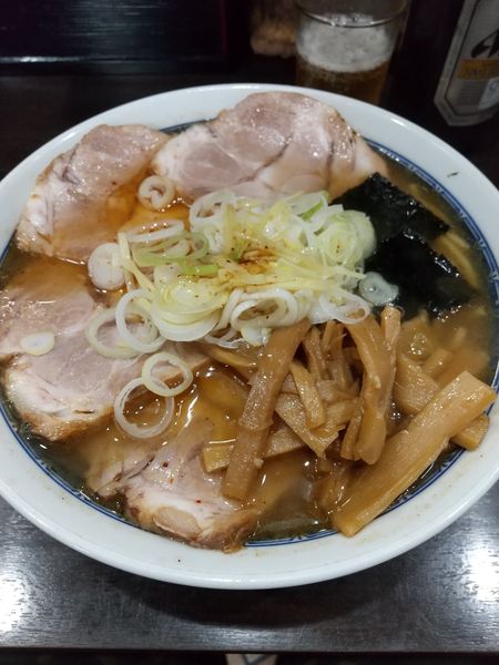 「塩ラーメン+チャーシュー+ビール」@中華そば べんてんの写真