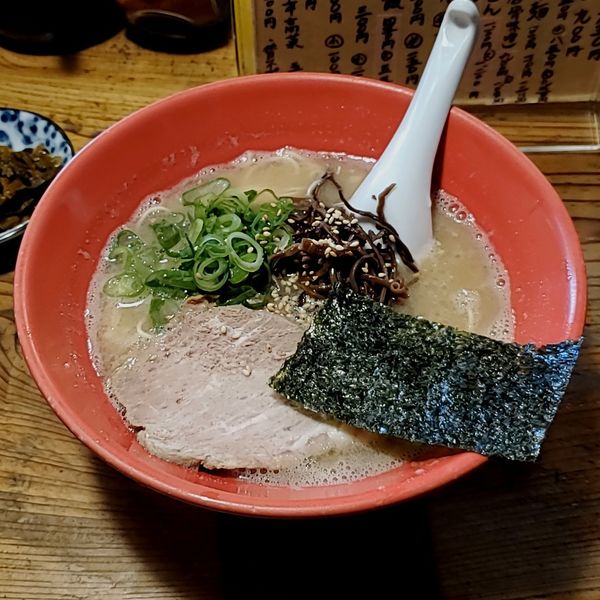 「ラーメンバリカタ辛子高菜半替玉バリカタ」@元祖長浜 大学ラーメンの写真
