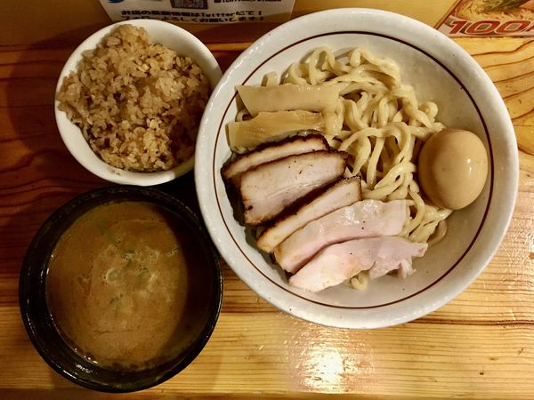 「キリン一番搾り生→ 特製海老つけ麺＋チャーシュー炊き込みご飯」@中華そば 一陽来復の写真