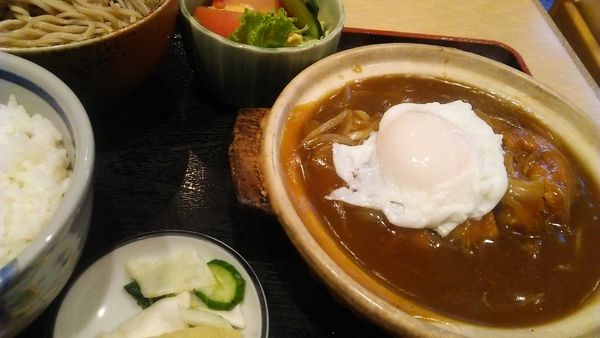 「かつカレー火鍋セット 1250円」@そば処 稲廼家の写真
