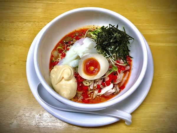 「イタリアントマト冷やし坦々麺+温泉卵、トマト増し、マヨネーズ」@らあめん宝の写真