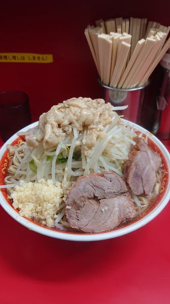 「麺マシ大  野菜マシ  ニンニク  油」@ラーメン二郎 上野毛店の写真