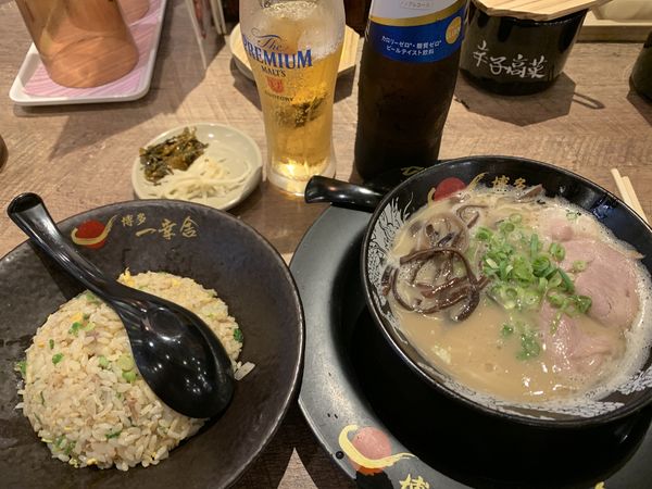 「ミニラー400+半チャー350+ノンアルビ350＝1100円」@博多一幸舎 那覇国際通り店の写真