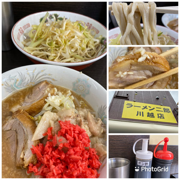 「つけ麺 850円 ネギ 100円 紅生姜 50円」@ラーメン二郎 川越店の写真