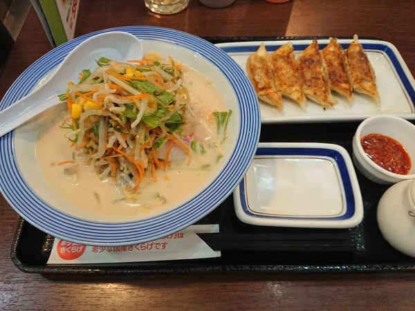 「冷やしちゃんぽん(小)薄皮ぎょうざ(5個)セット715円」@リンガーハット 埼玉新座店の写真