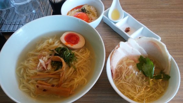 「特製蜆昆布水つけ麺(塩)￥1350+辣油玉子かけご飯￥50-」@中華そば 和渦 TOKYOの写真