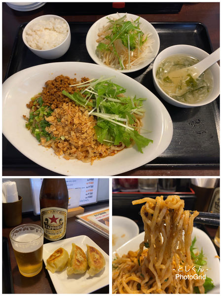 「汁なし担々麺（黄金定食）」@松戸香房の写真