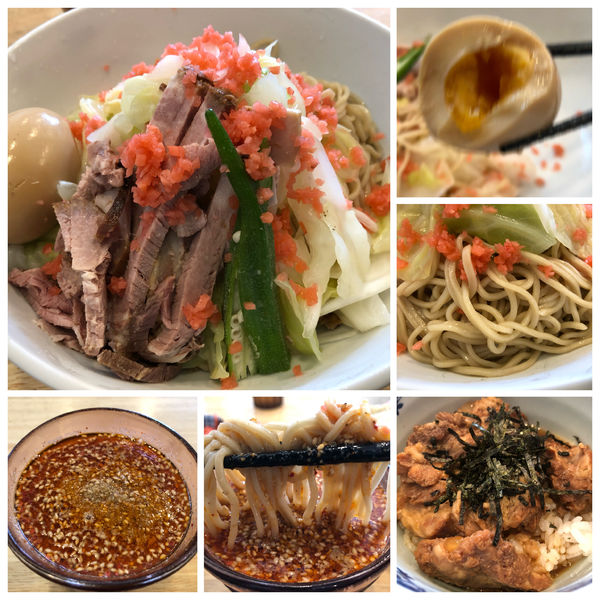 「【期間限定】冷やし辛つけそば（辛め）940円大盛り100円」@中華そば専門 とんちぼの写真