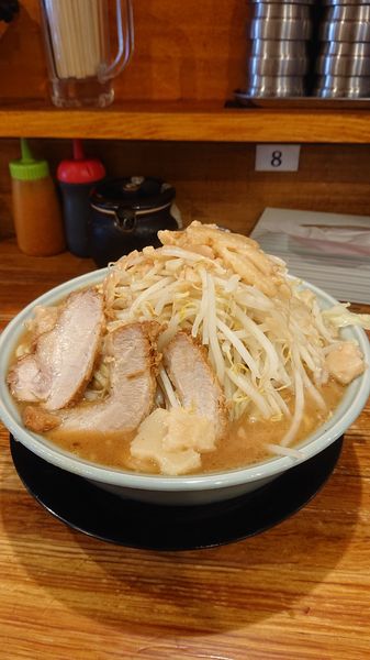 「ラーメン大盛  野菜  ニンニク  アブラ」@ラーメン盛太郎の写真