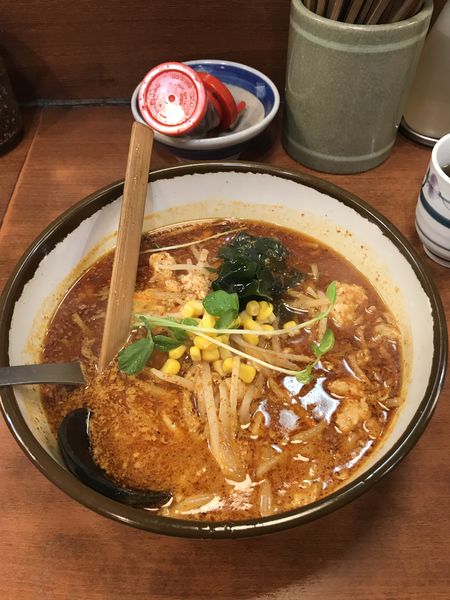 「爆発 コッテリ魚ちゃん 太麺麺固め + 麦めし990円」@味噌一 常盤台店の写真