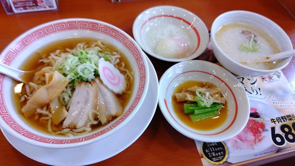 「朝メニューお粥セットC600円」@野菜らーめん 幸楽苑 青梅店の写真