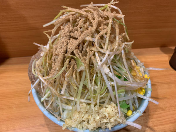 「プチ二郎　生姜　ねぎ　和風BB 野菜　脂まし　ニンニク少し」@ラーメン二郎 八王子野猿街道店2の写真