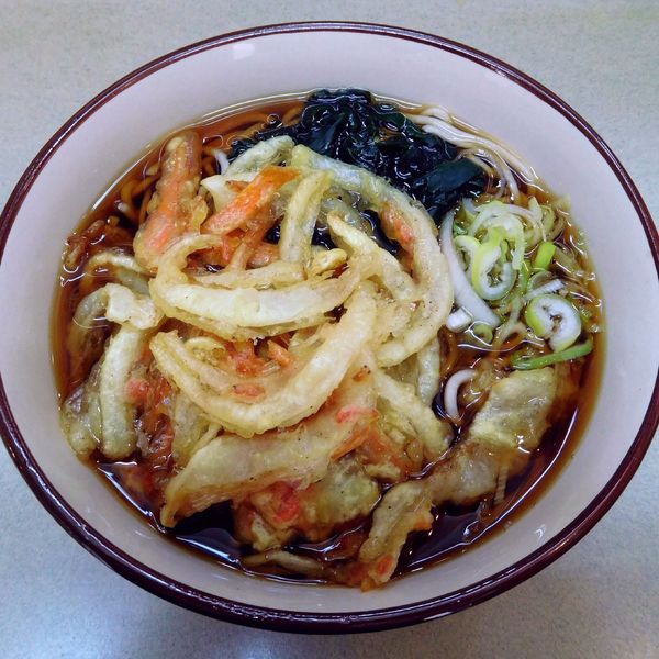 「かき揚げそば（420円）」@立ち食いそば たんぽぽの写真